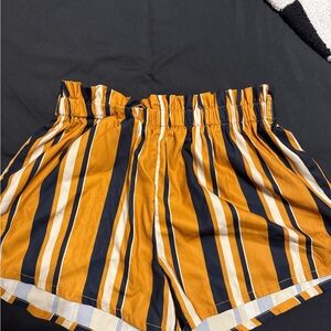 SHEIN High Waist Striped Shorts - Orange and Black